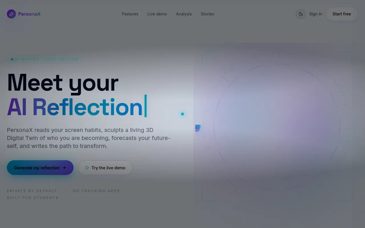 Screenshot of personaxaimirror.vercel.app