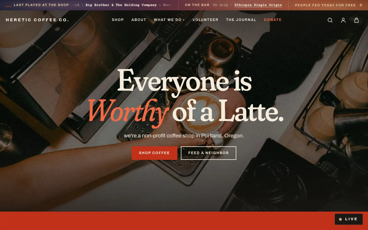 Screenshot of hereticcoffee.com