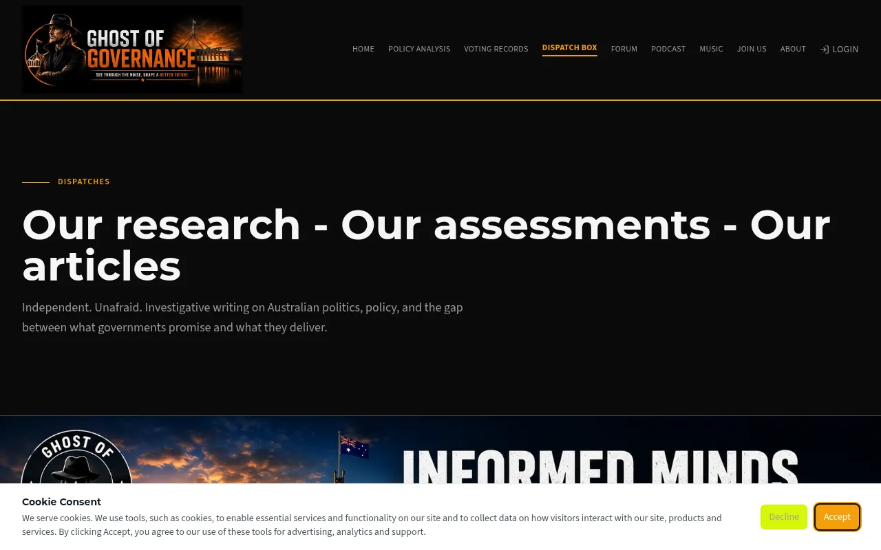 Screenshot of ghostofgovernance.com.au