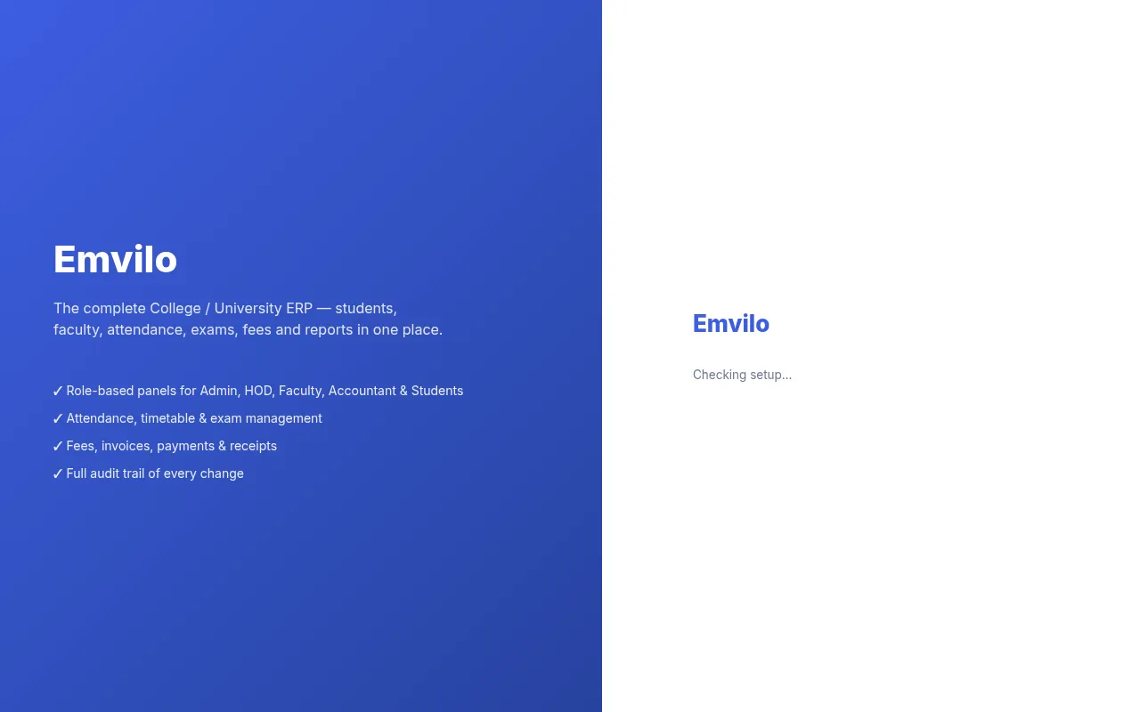 Screenshot of erp.emvilo.com