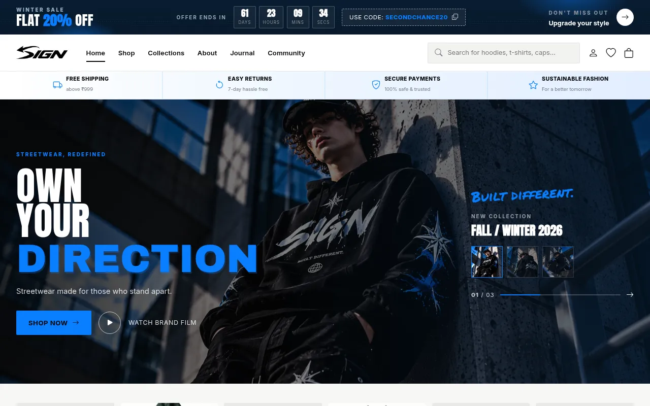 Screenshot of signclothing.in