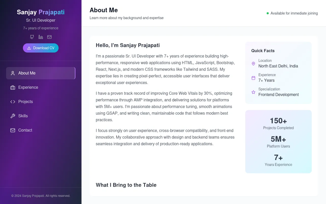 Screenshot of sanjay-prajapati-portfolio.netlify.app