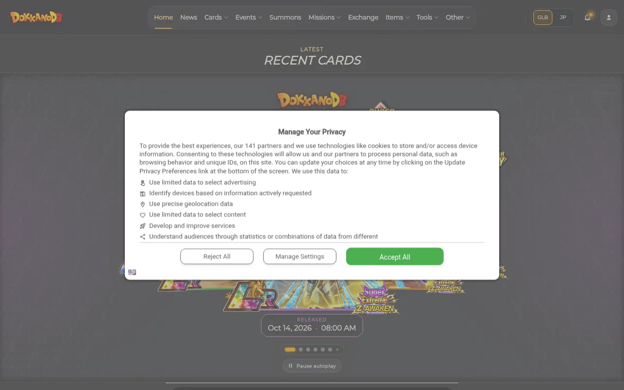 Screenshot of dokkandb.com