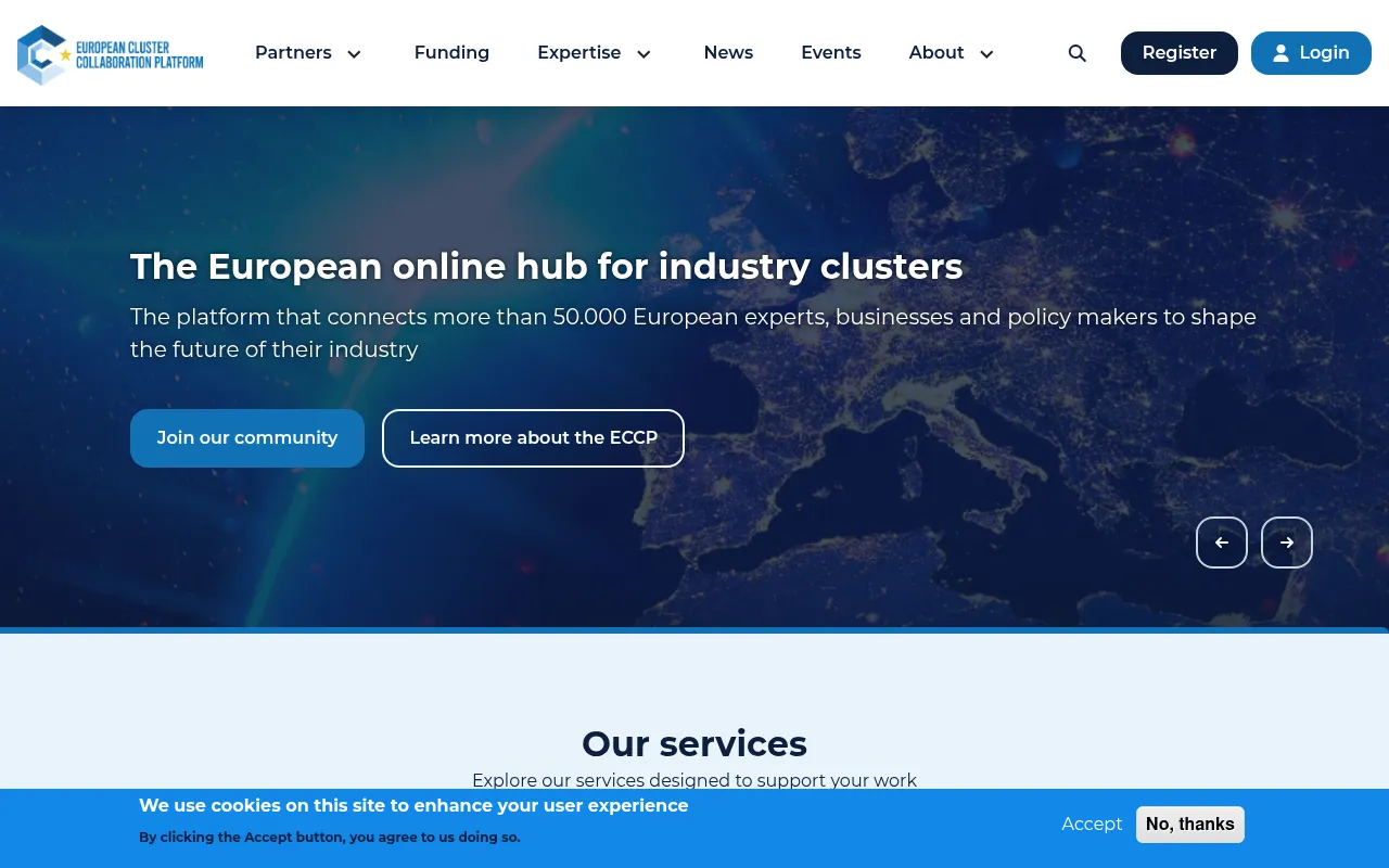 Screenshot of clustercollaboration.eu