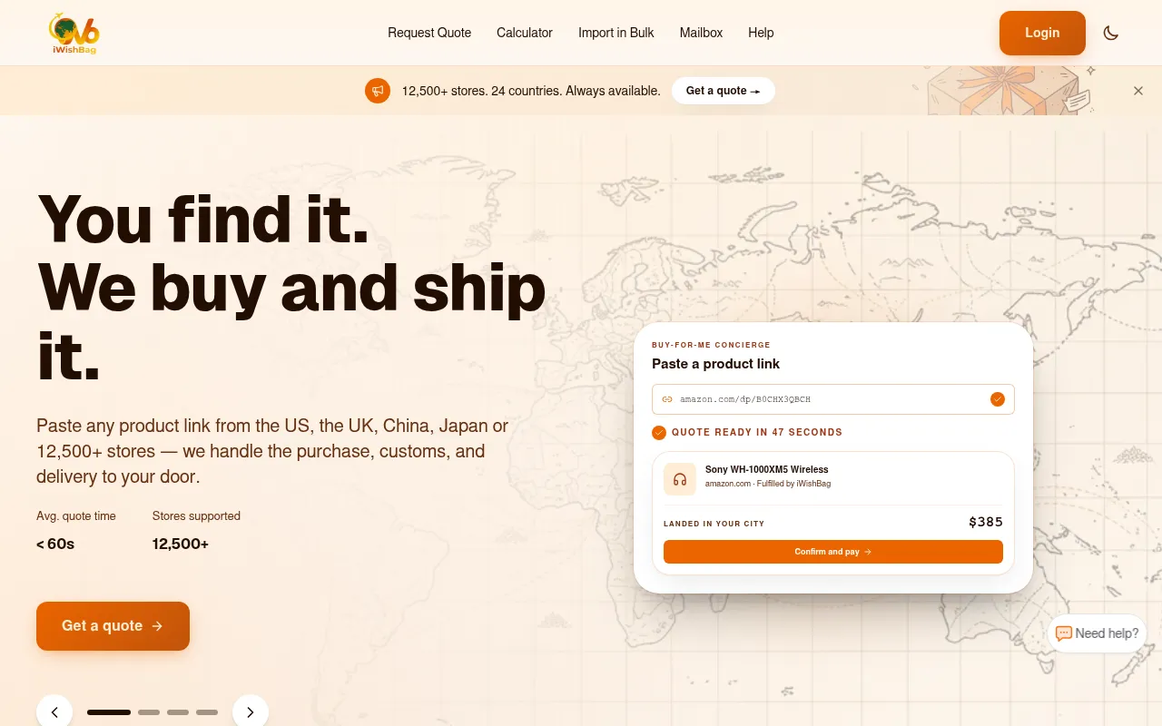 Screenshot of iwishbag.com