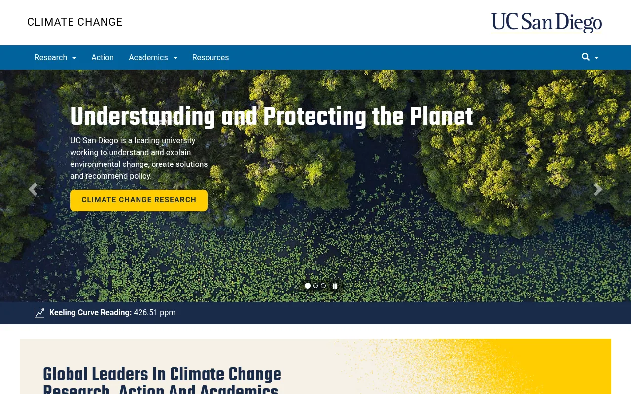 Screenshot of climatechange.ucsd.edu