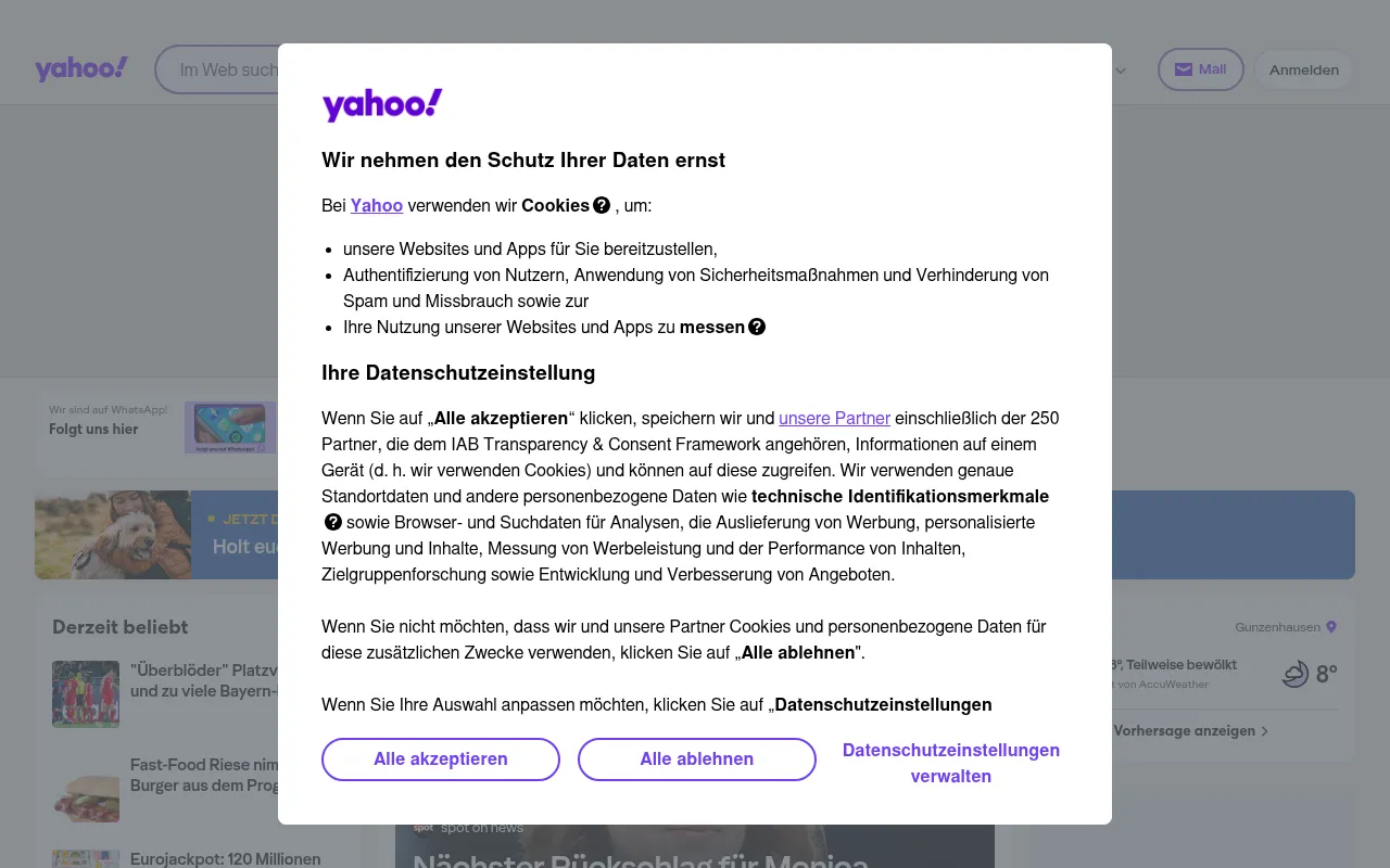 Screenshot of de.yahoo.com