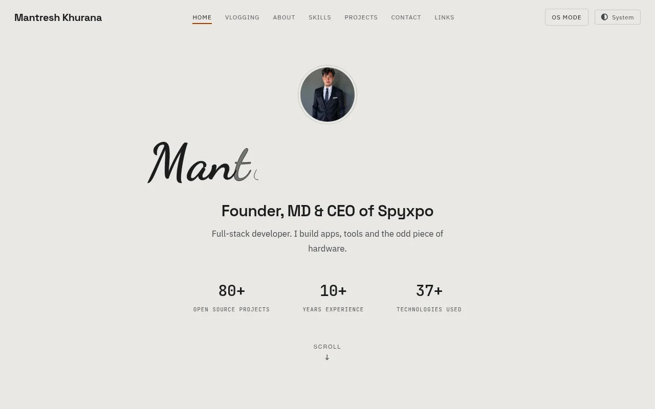 Screenshot of mantreshkhurana.com