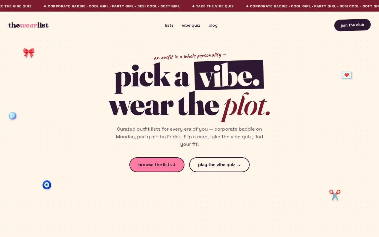Screenshot of thewearlist.in