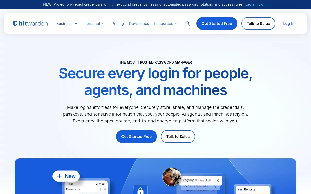 Screenshot of bitwarden.com