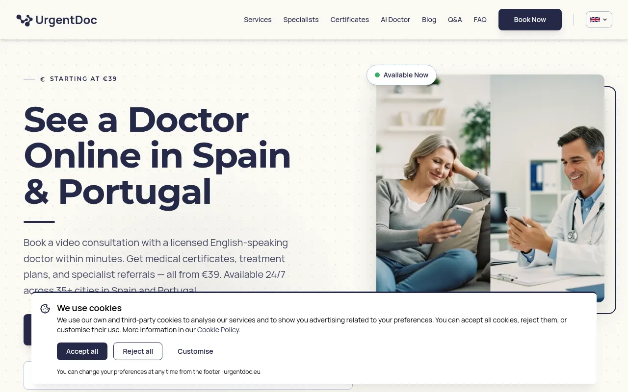Screenshot of urgentdoc.eu