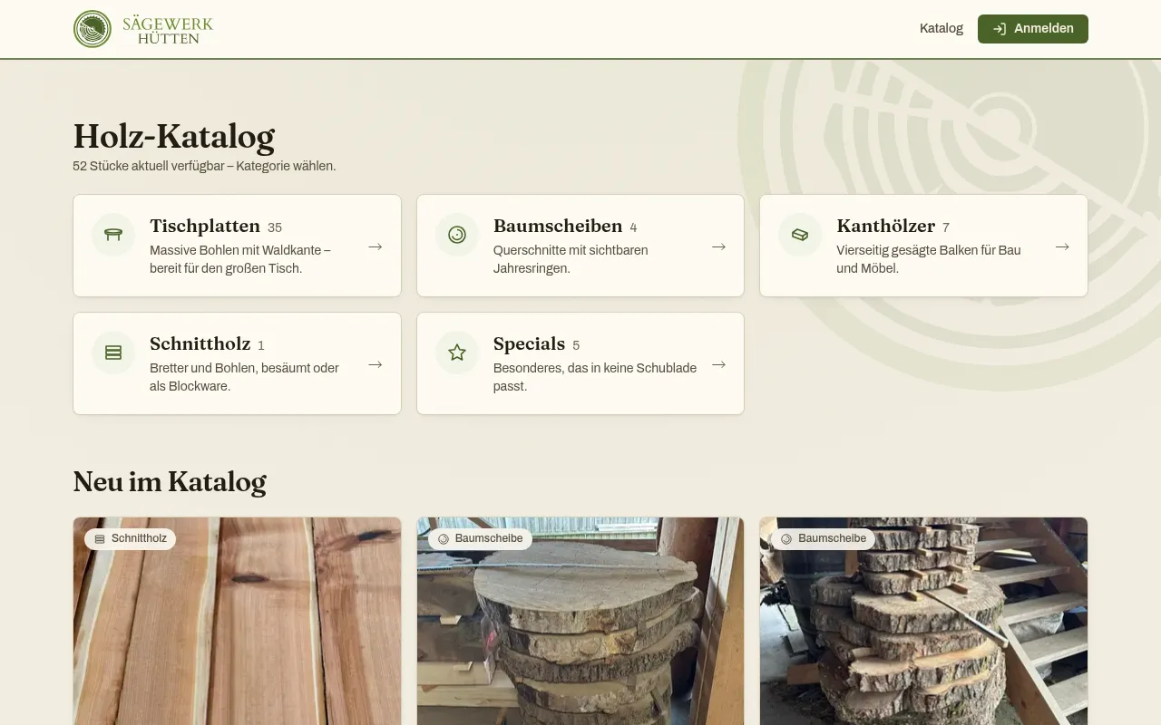 Screenshot of bestand.saegewerk-huetten.de