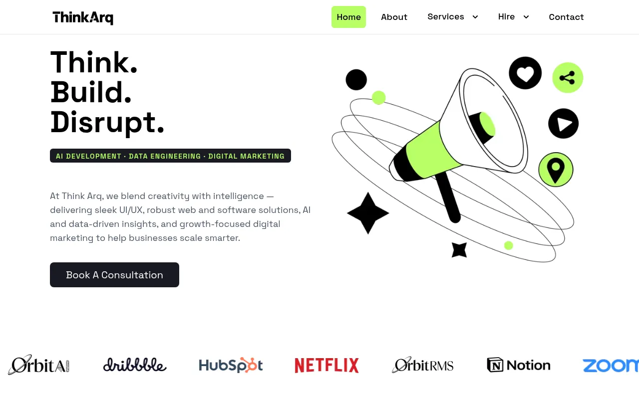 Screenshot of thinkarq.com