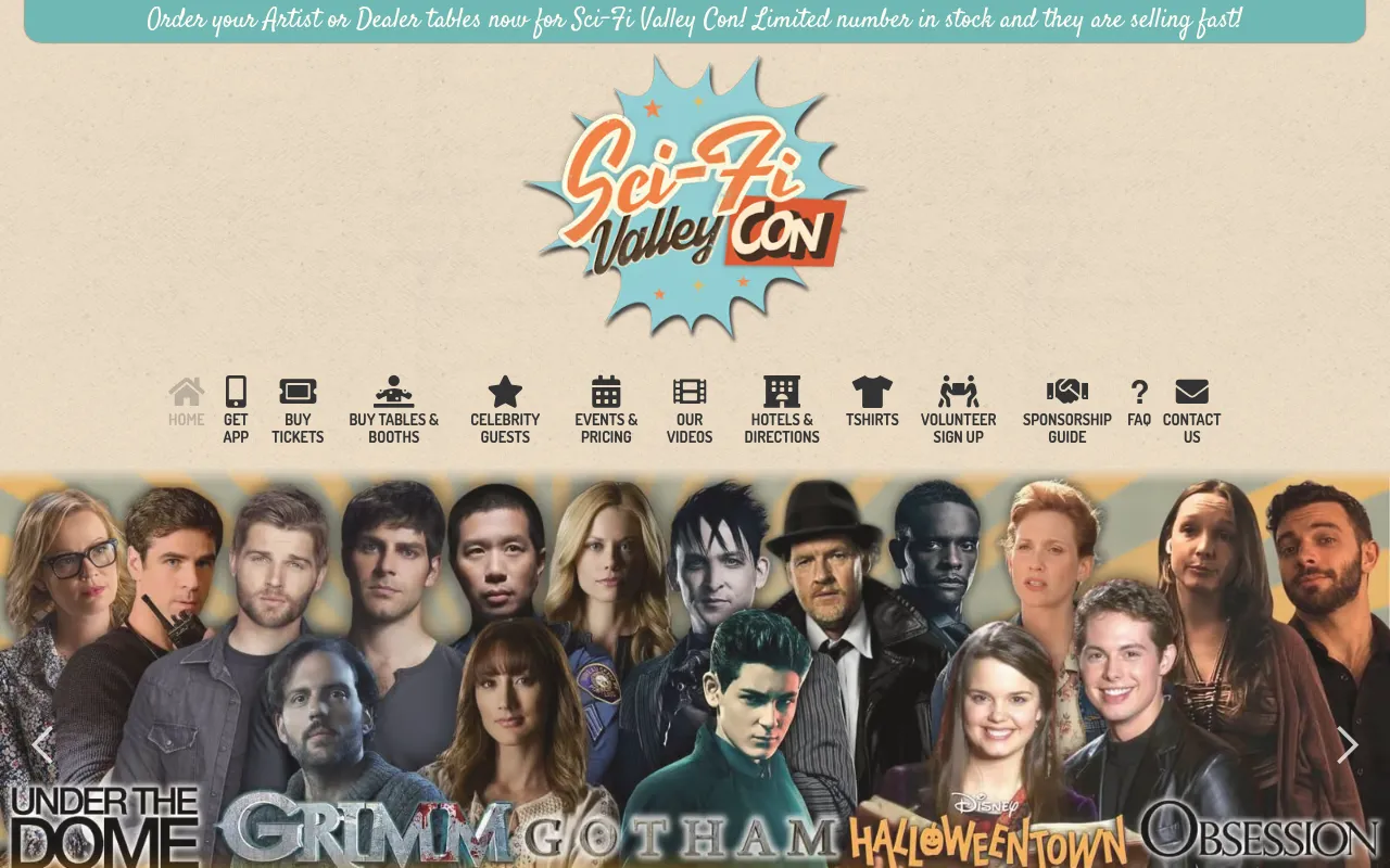 Screenshot of scifivalleycon.com