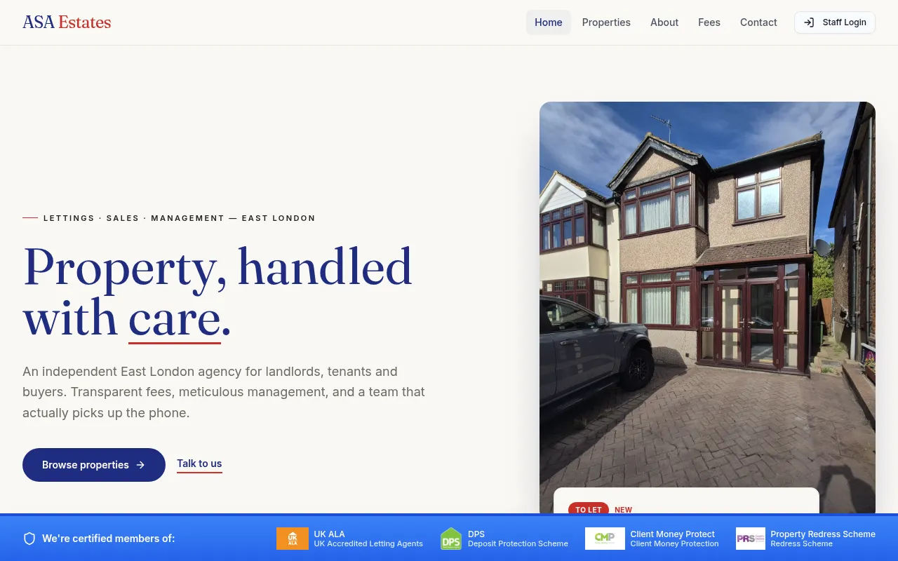 Screenshot of asaestates.com