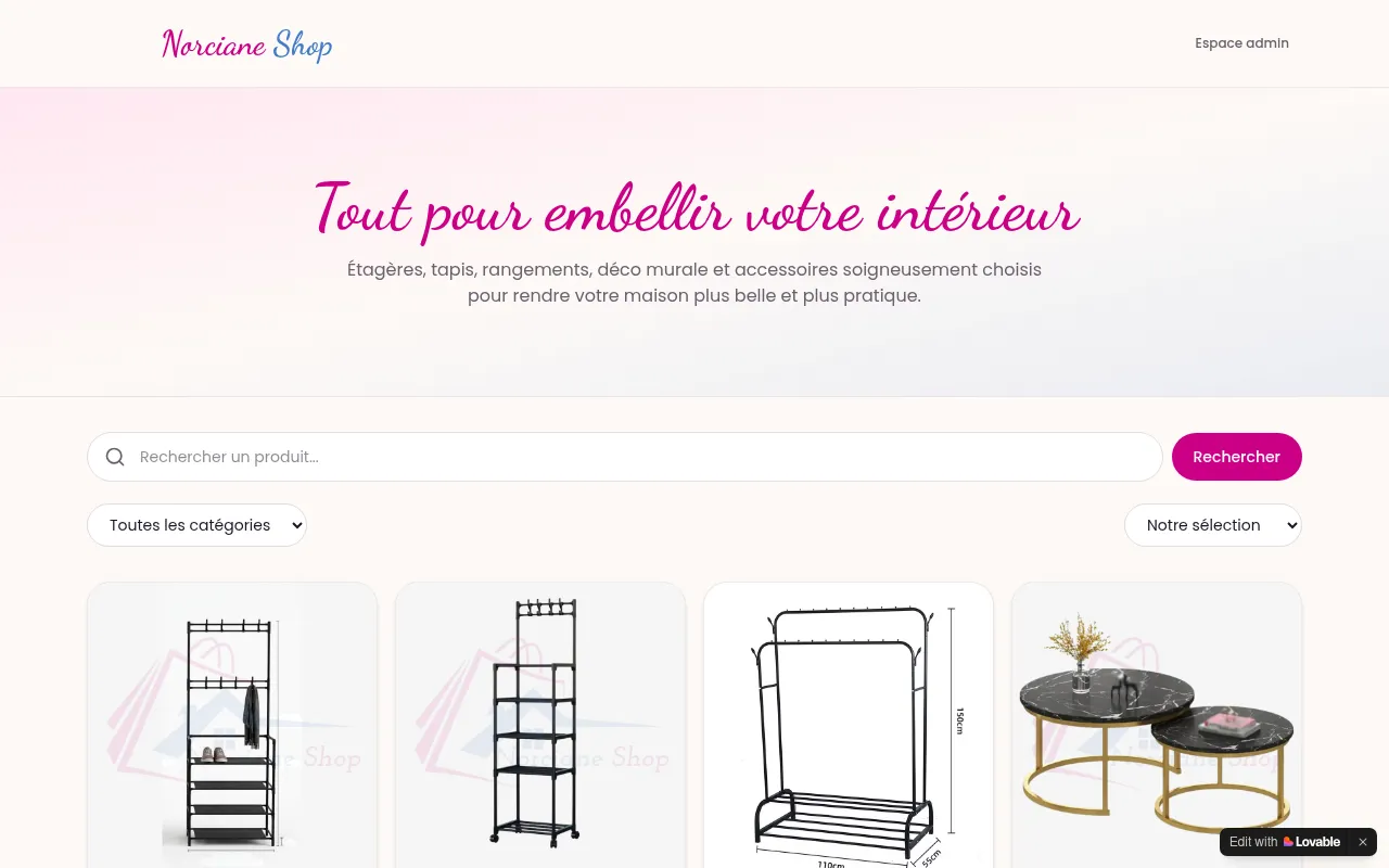Screenshot of norcianeshop.lovable.app