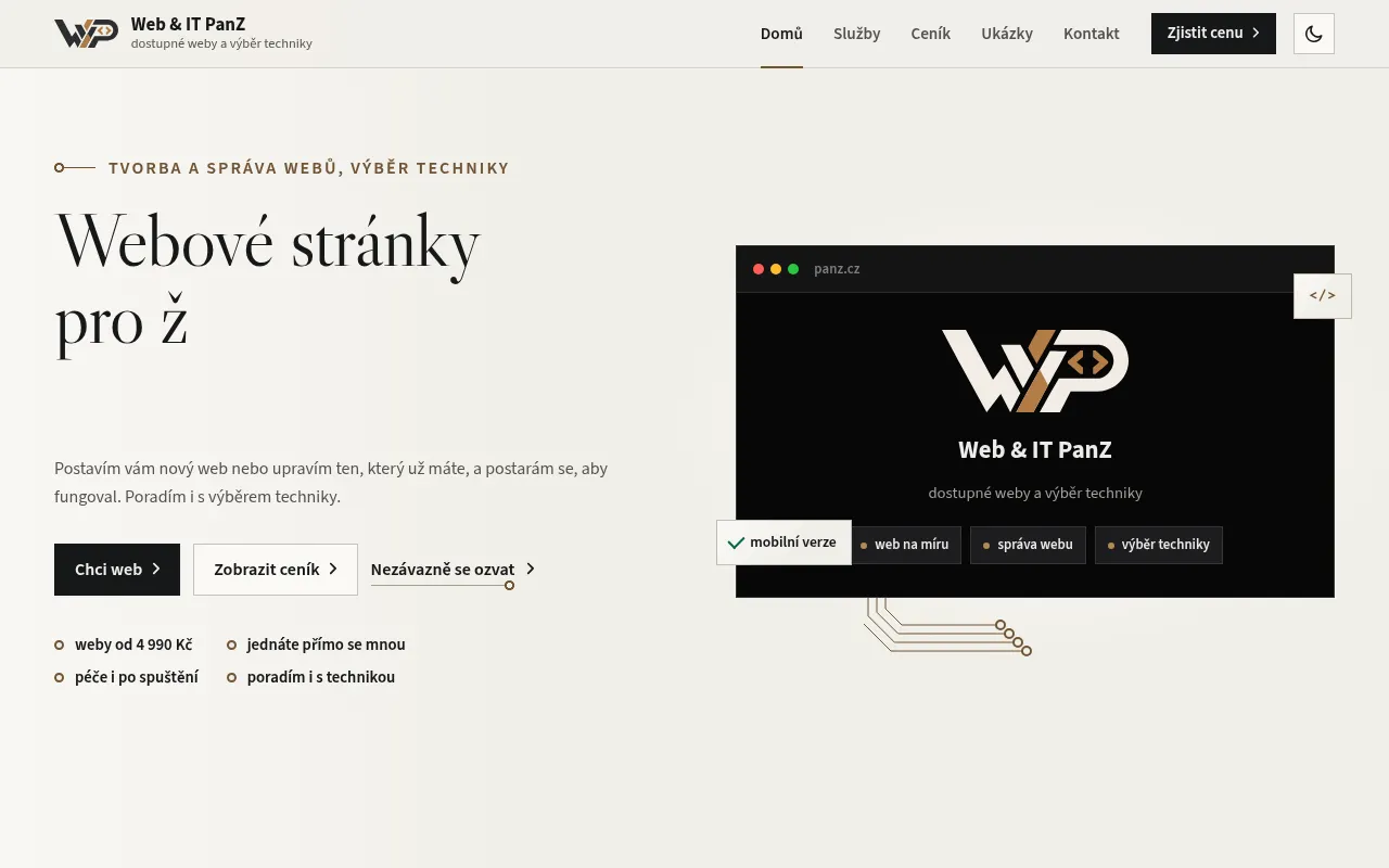Screenshot of panz.cz