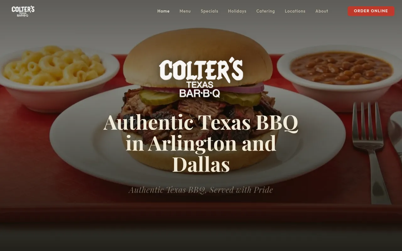 Screenshot of coltersbbq.com