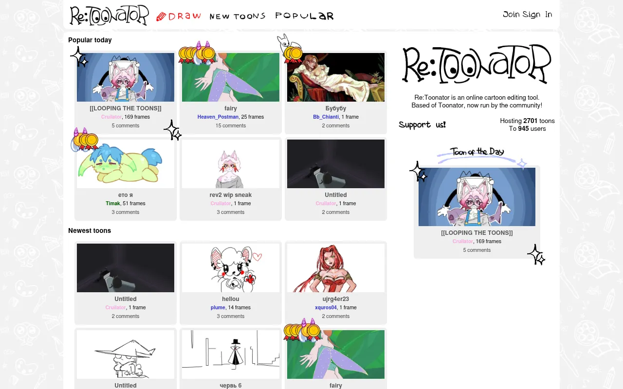 Screenshot of retoonator.com