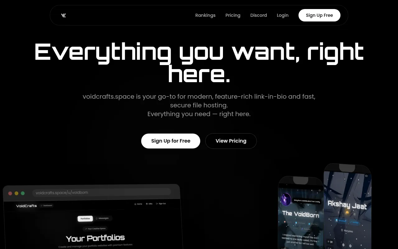 Screenshot of voidcrafts.space