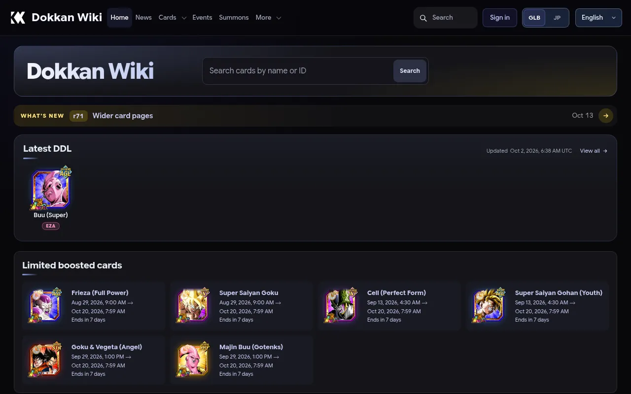 Screenshot of wiki.kx-dokkan.com