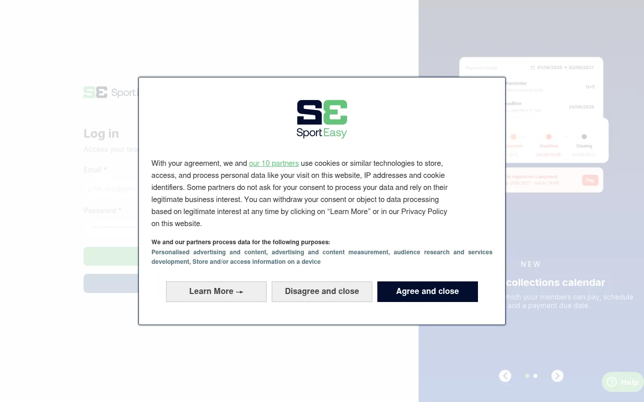 Screenshot of app.sporteasy.net