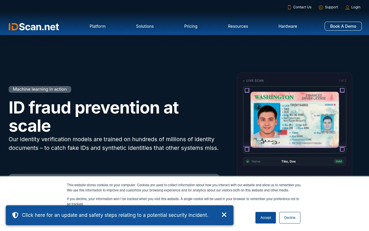 Screenshot of idscan.net