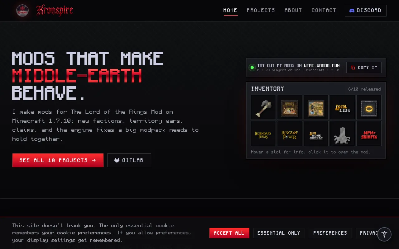 Screenshot of kronspire.com