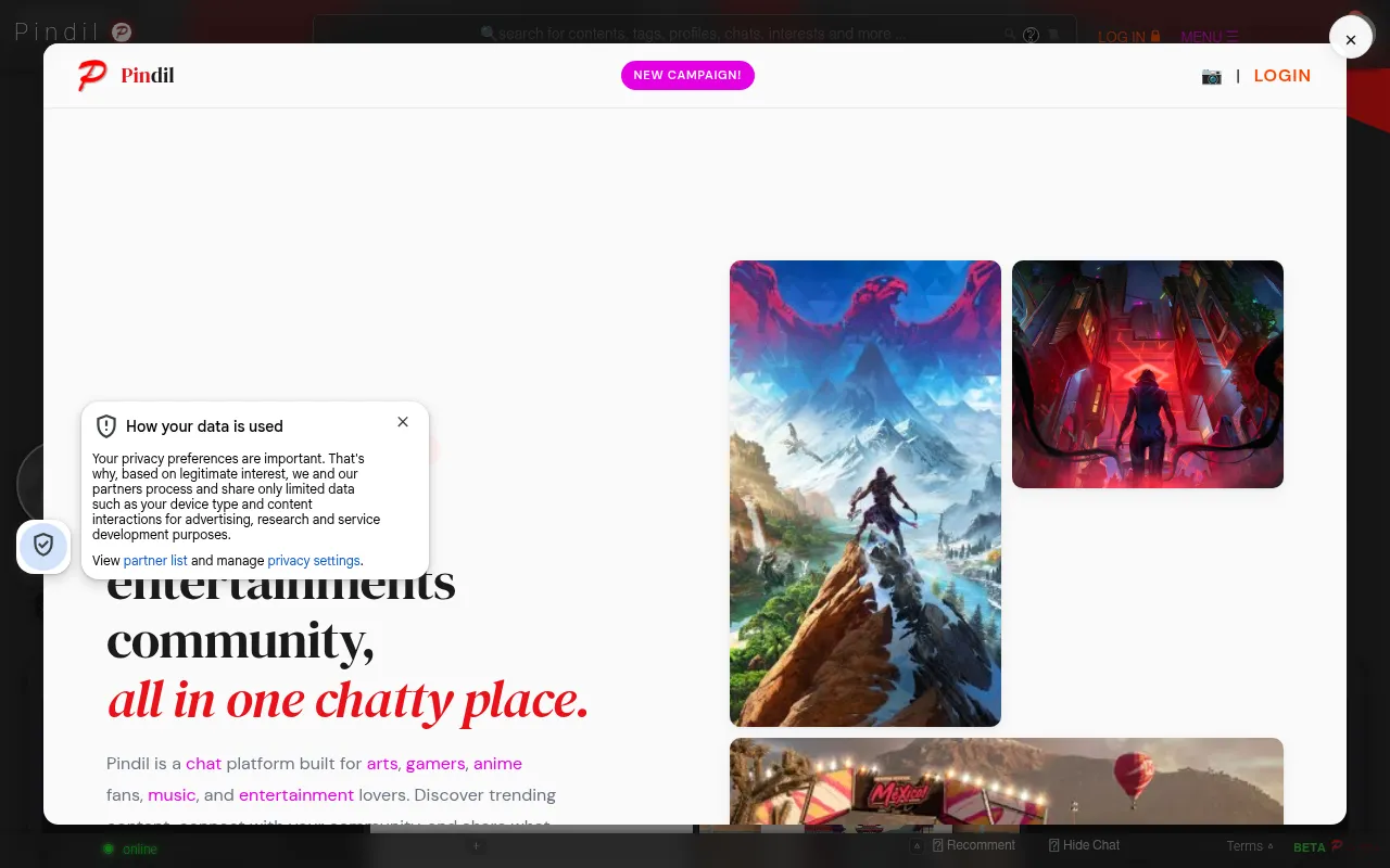 Screenshot of pindil.com