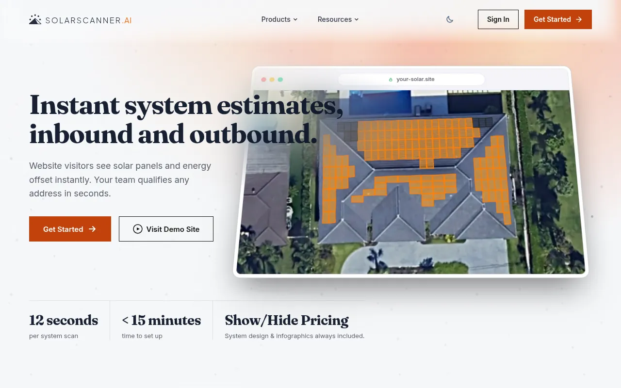 Screenshot of solarscanner.ai