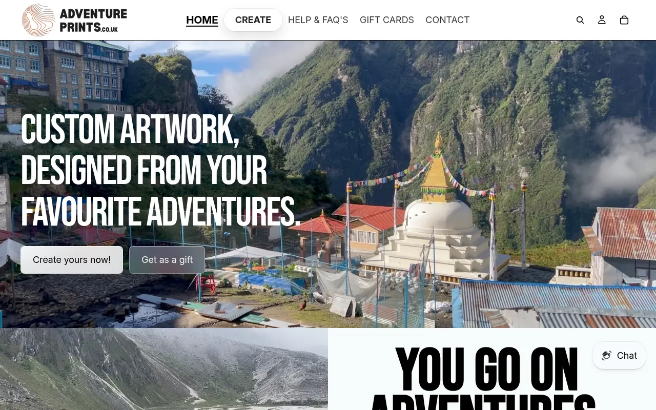Screenshot of adventureprints.co.uk
