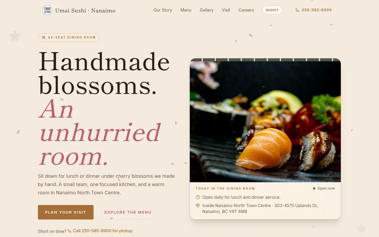 Screenshot of umaisushi.ca