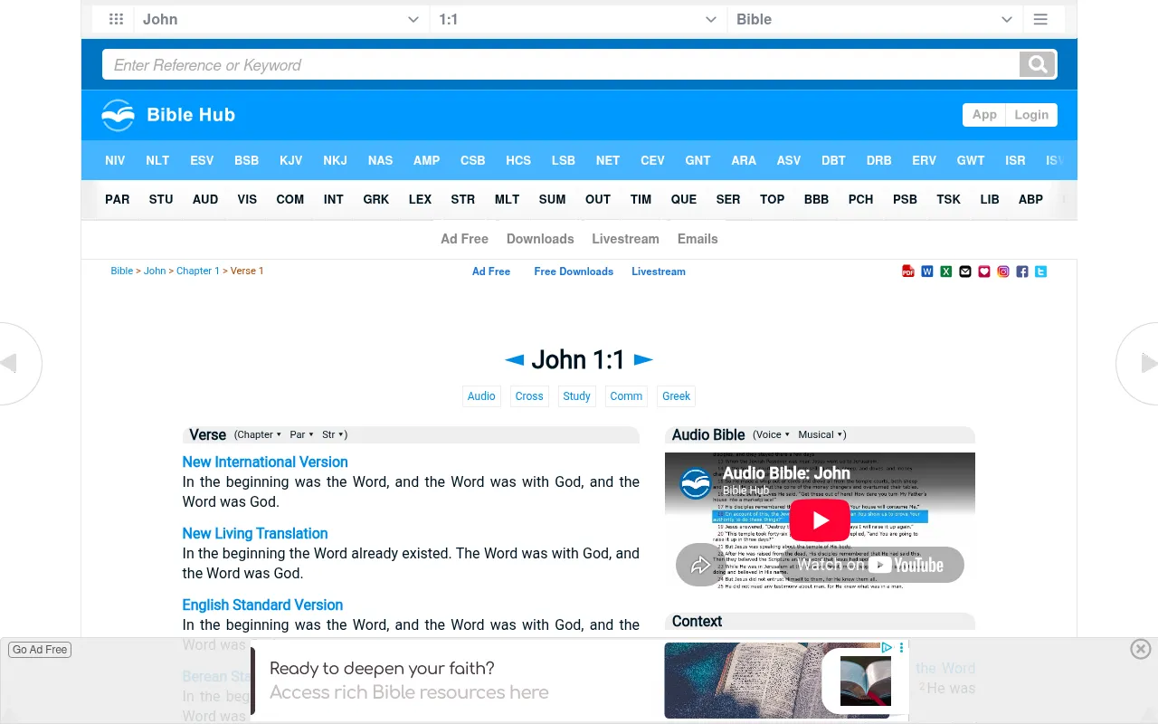 Screenshot of biblehub.com