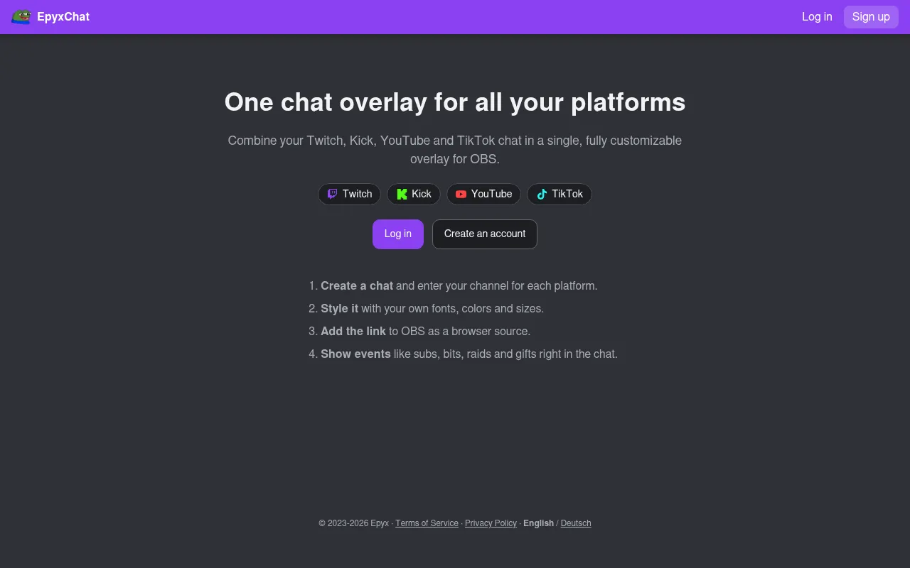 Screenshot of chat.epyx.cc