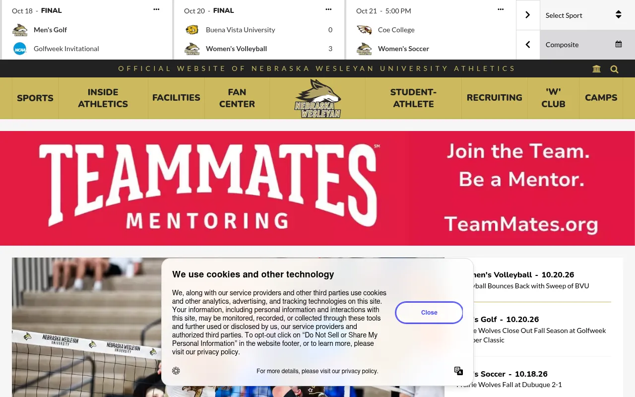 Screenshot of nwusports.com