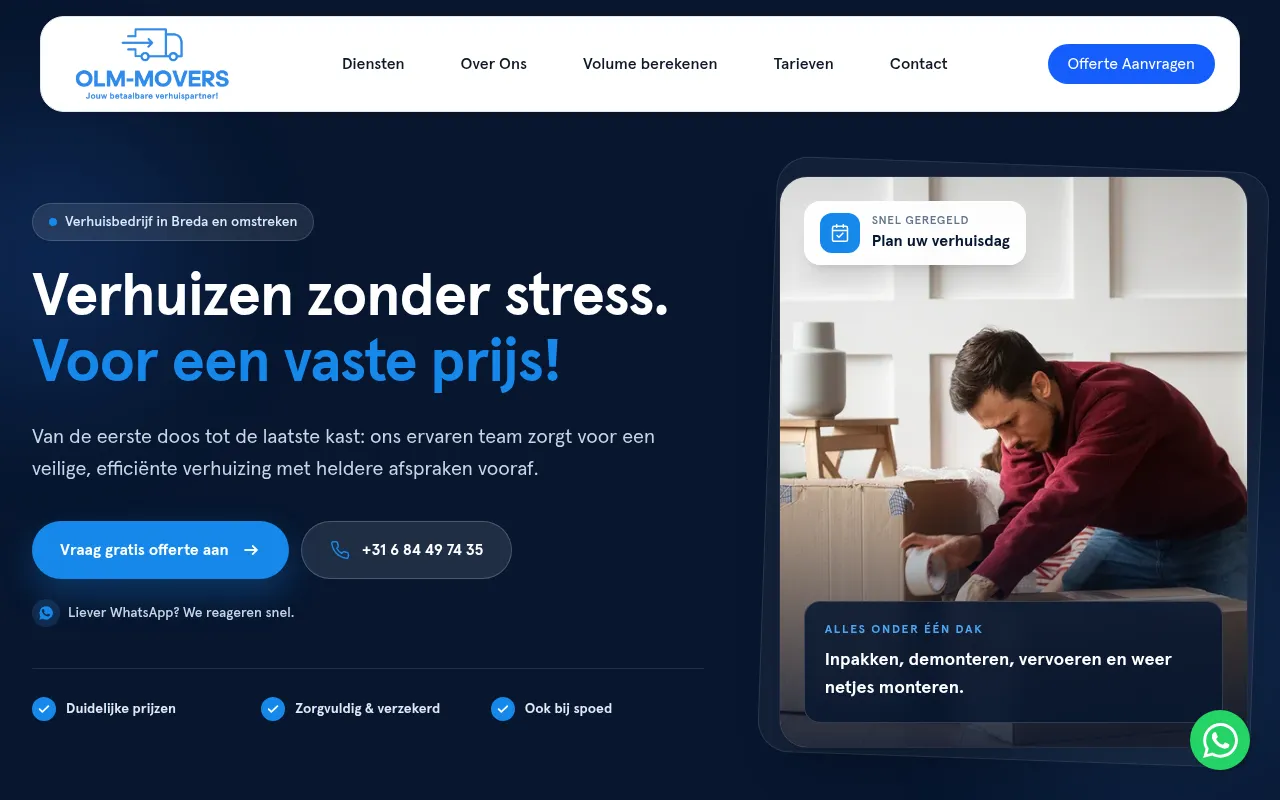 Screenshot of olm-movers.nl