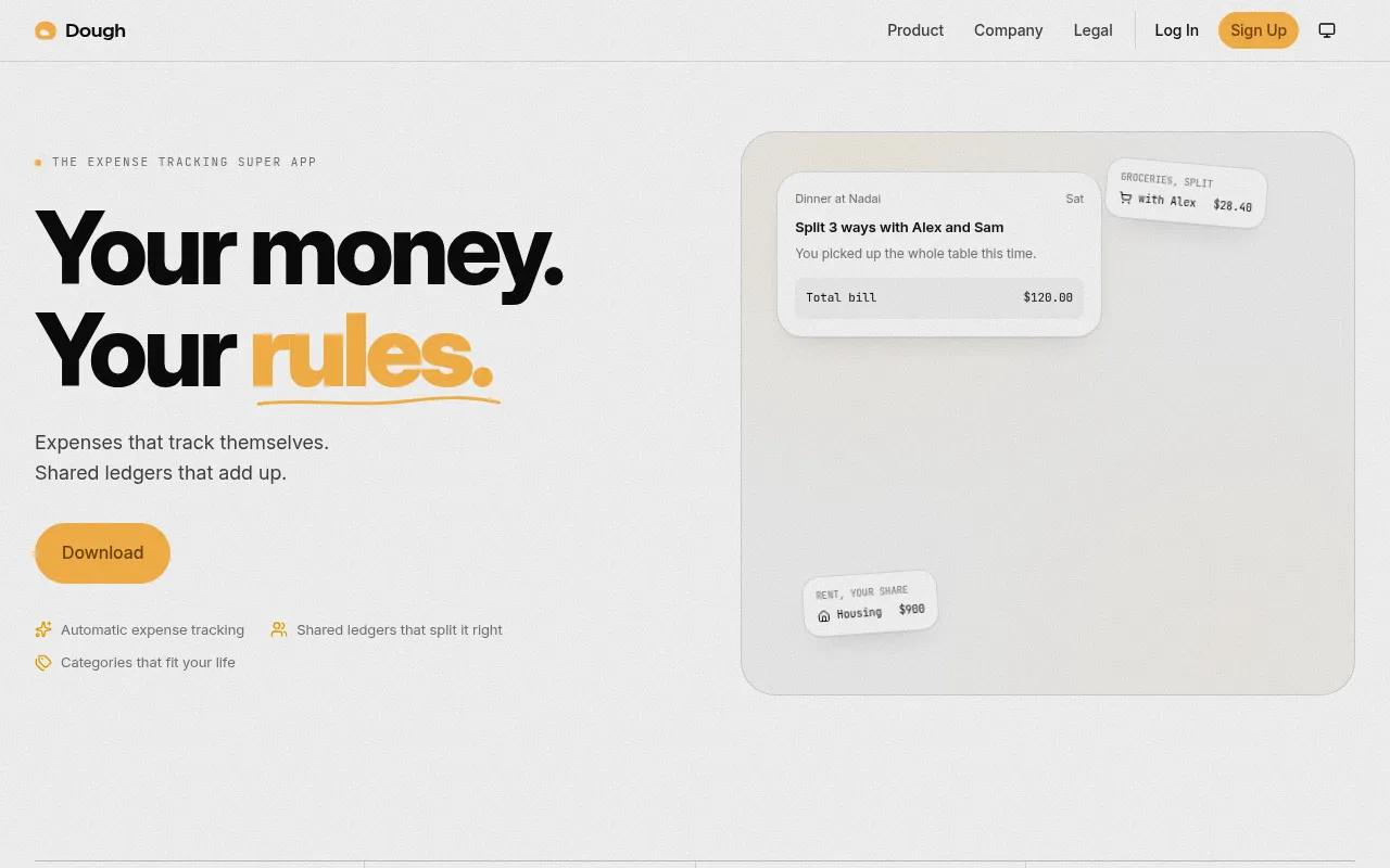 Screenshot of dough.now