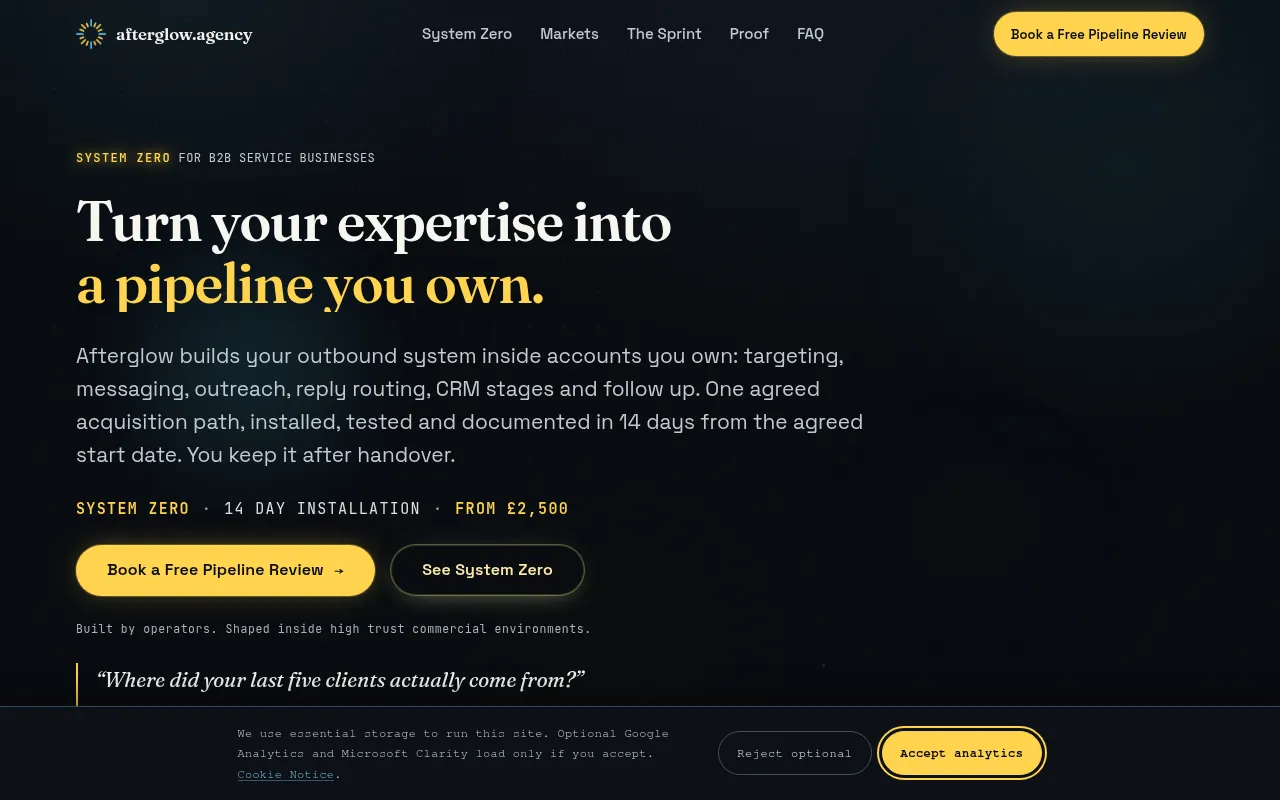 Screenshot of afterglowagency.com