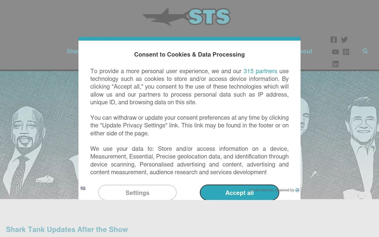 Screenshot of sharktanksuccess.com
