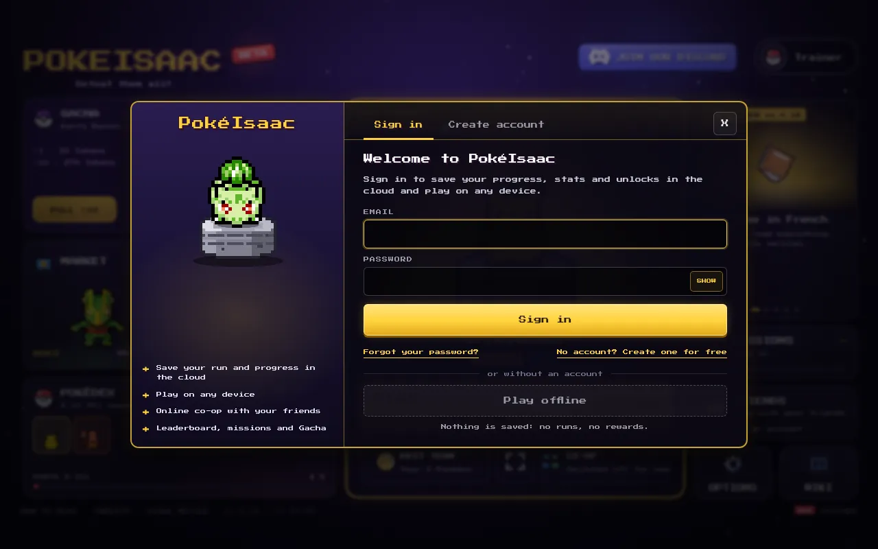 Screenshot of pokeisaac.com