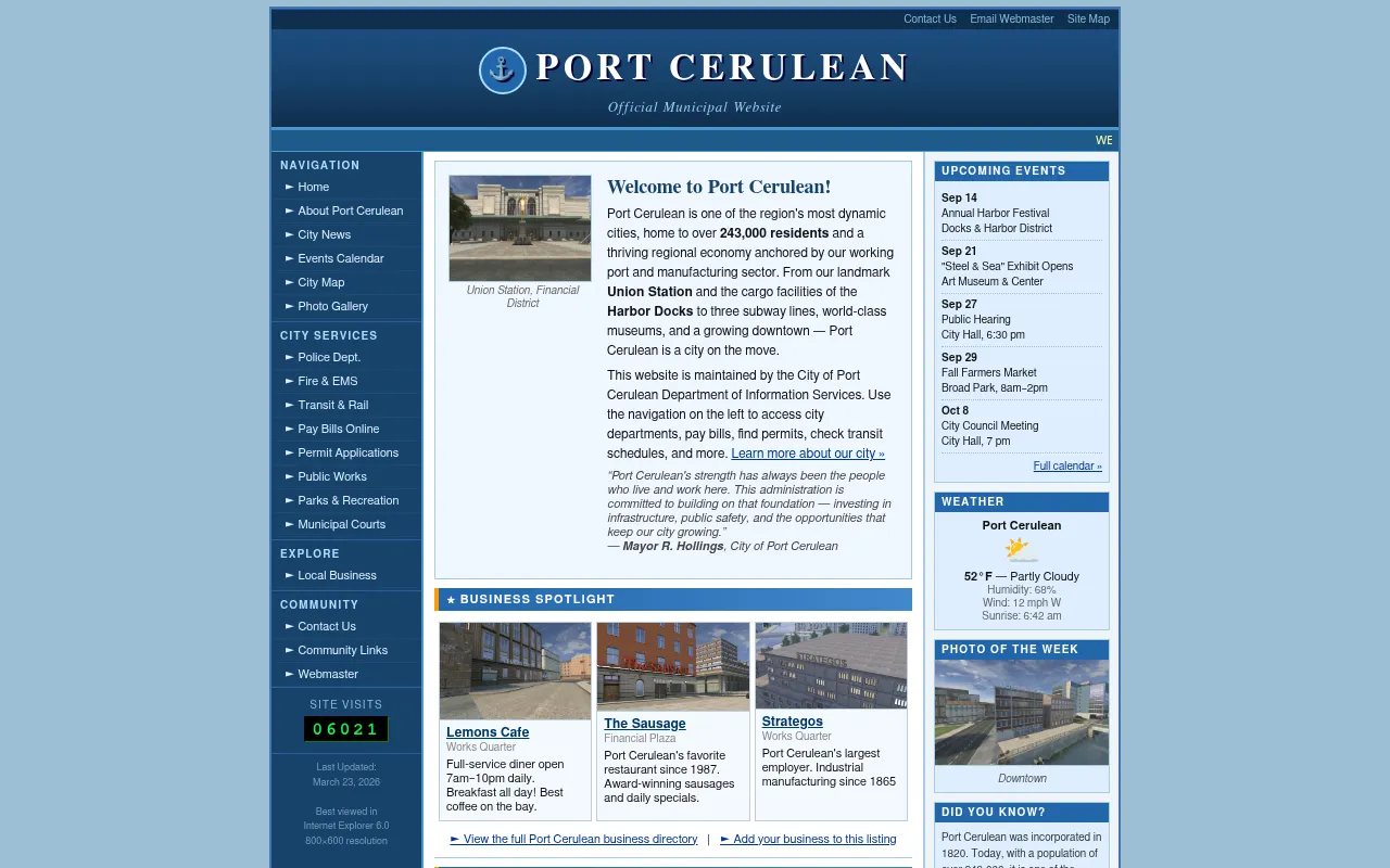 Screenshot of portcerulean.com