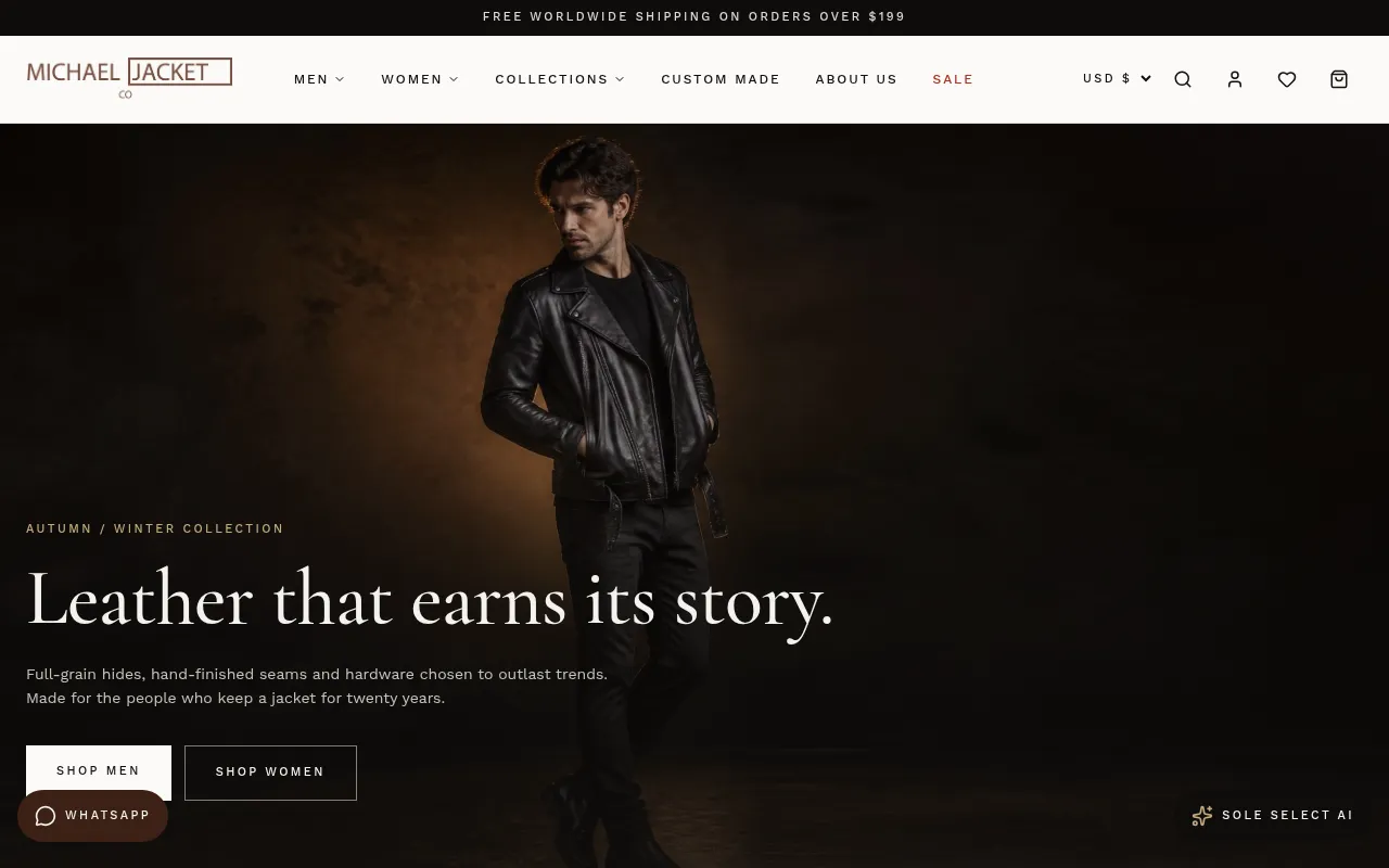 Screenshot of michaeljacket.com