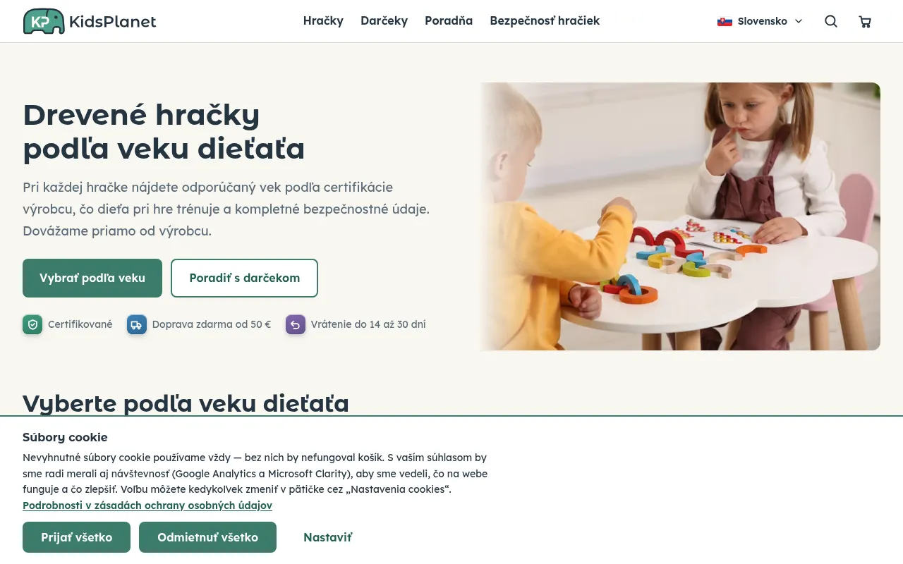 Screenshot of kidsplanet.sk