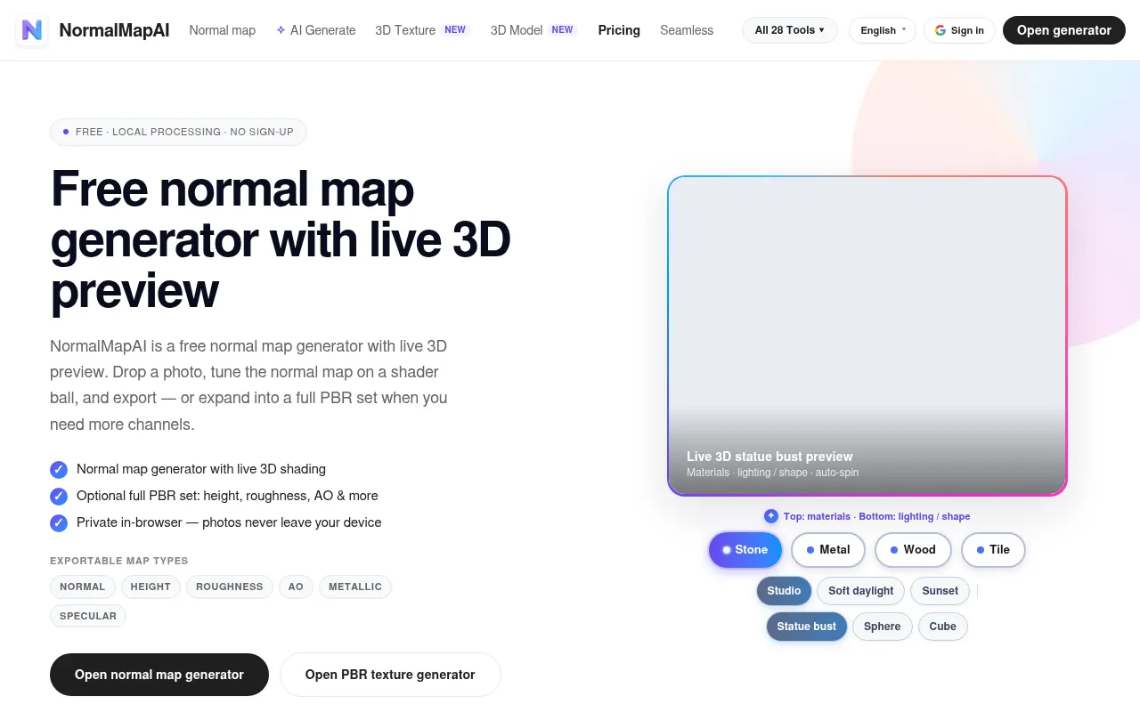 Screenshot of normalmapai.com