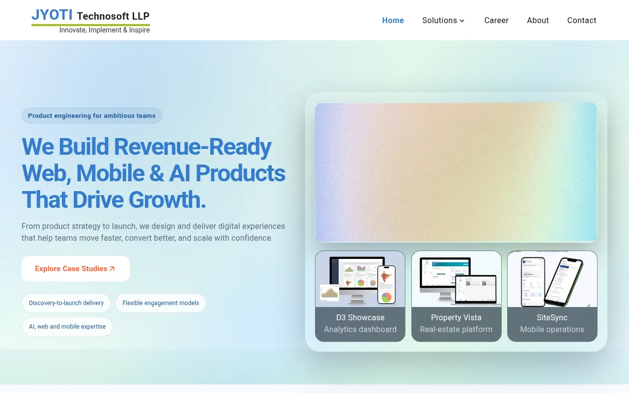 Screenshot of jyotitechnosoft.com