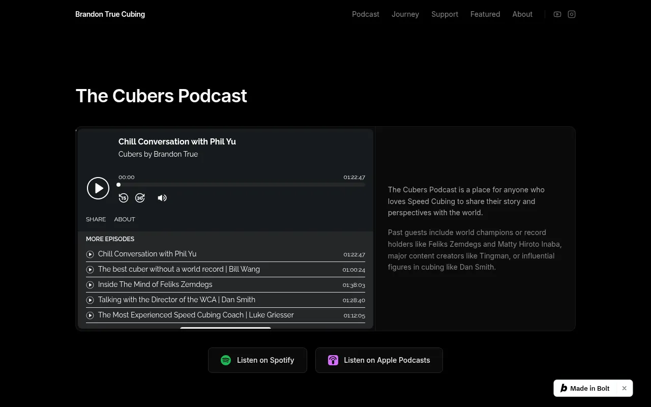 Screenshot of brandontruecubing.com