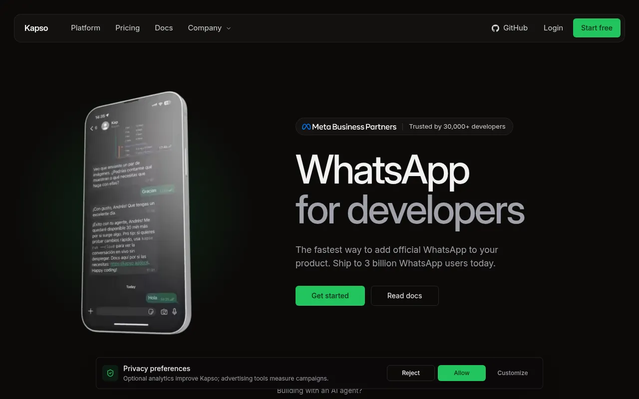 Screenshot of kapso.com