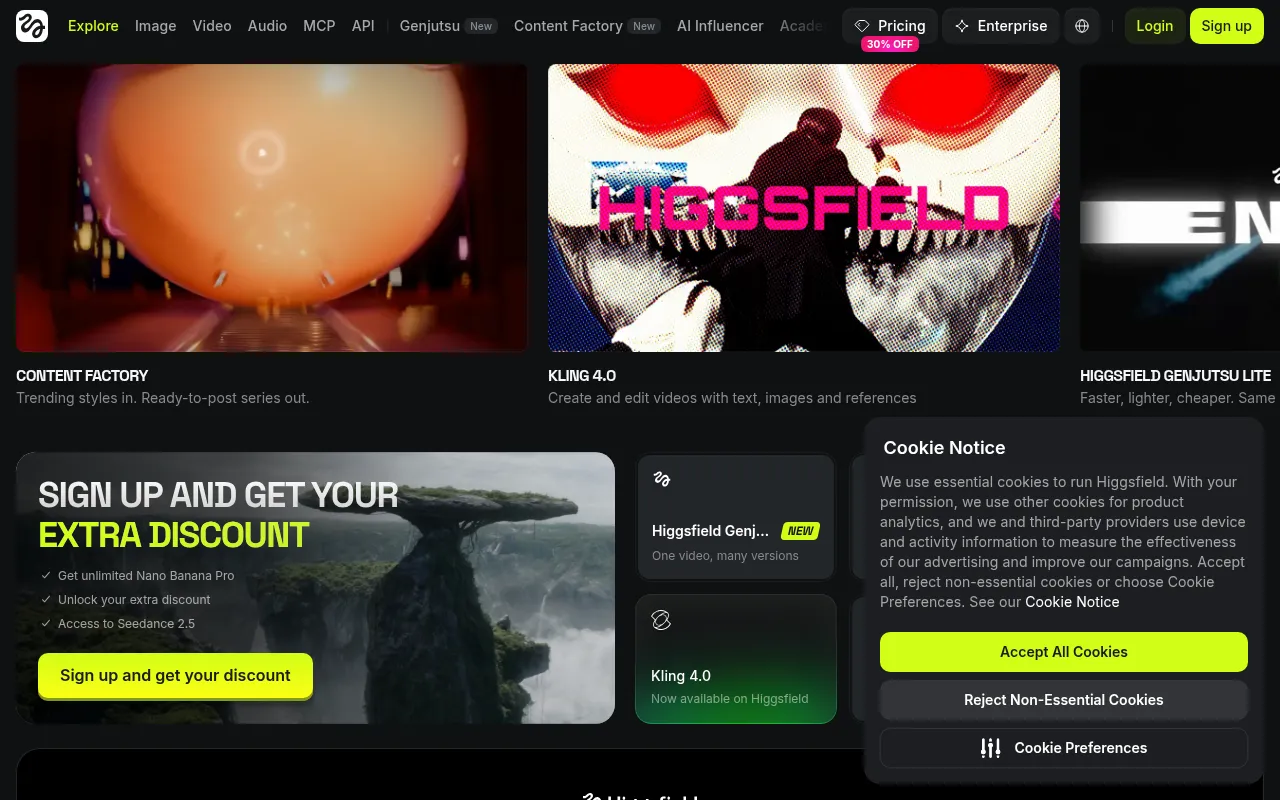 Screenshot of higgsfield.ai