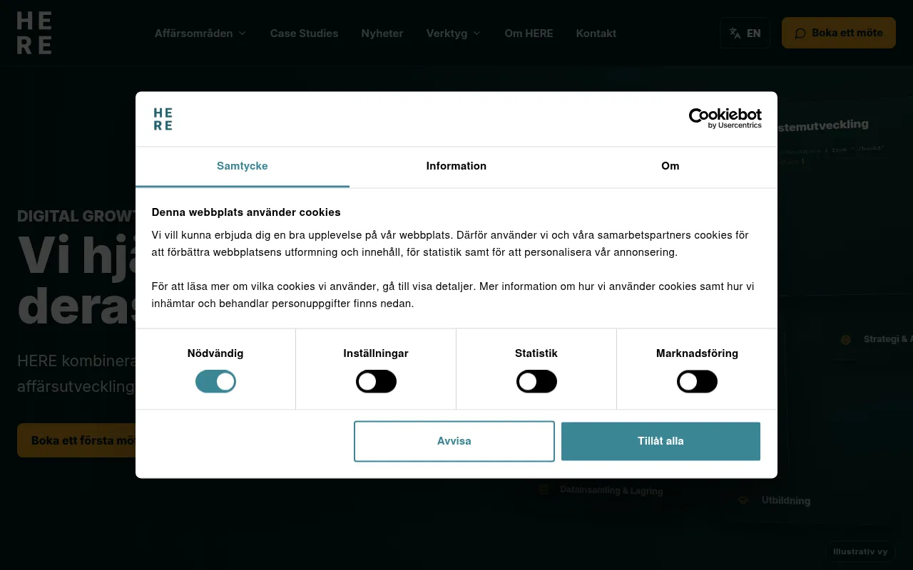 Screenshot of here.se