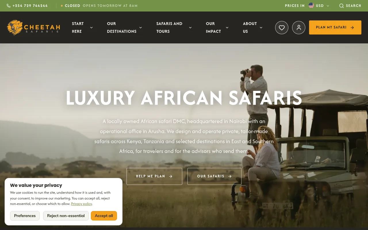 Screenshot of office.cheetahsafaris.com